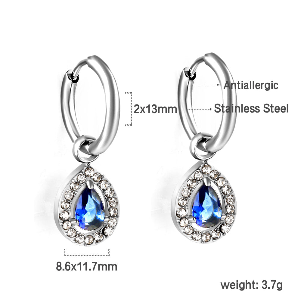 2x13mm circle with drop-shaped diamond + white diamond hoop earrings asonjewelry